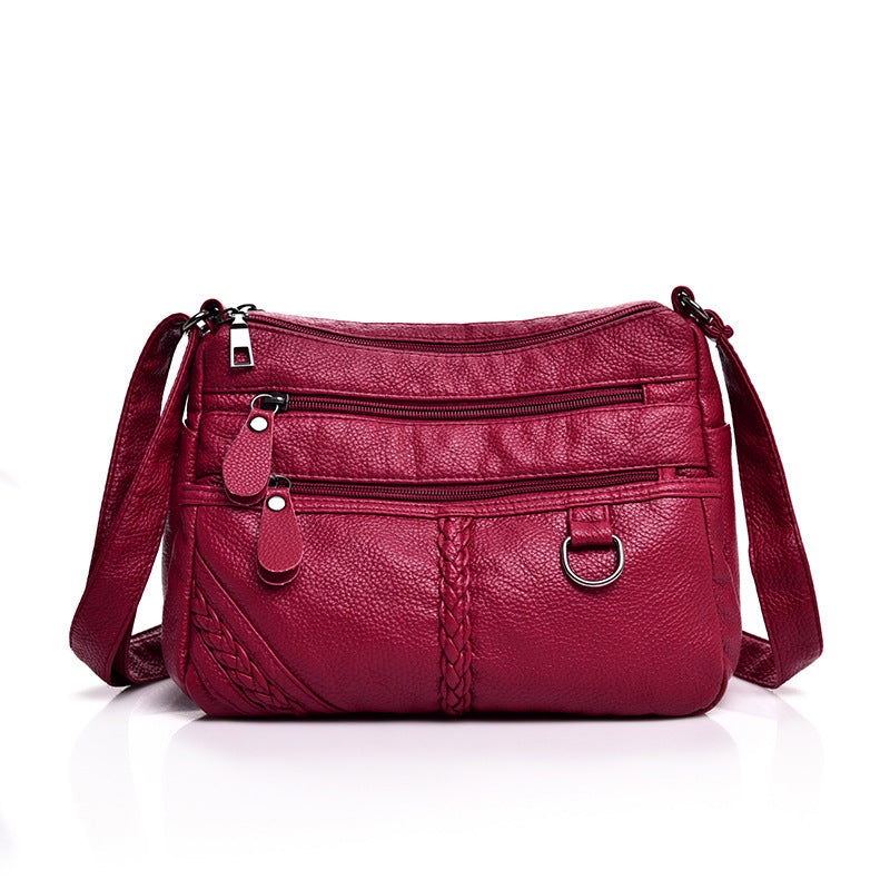 Women's Mother Style Washed Leather Soft Versatile Crossbody Bags