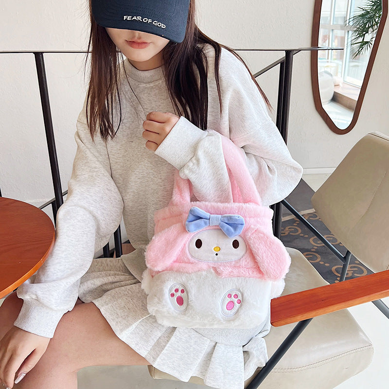 Children's Cute Big Ear Dog Furry Hand Children's Shoulder Bags