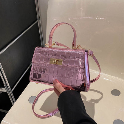 Women's Style Fashion Shiny Surface Crocodile Pattern Portable Handbags