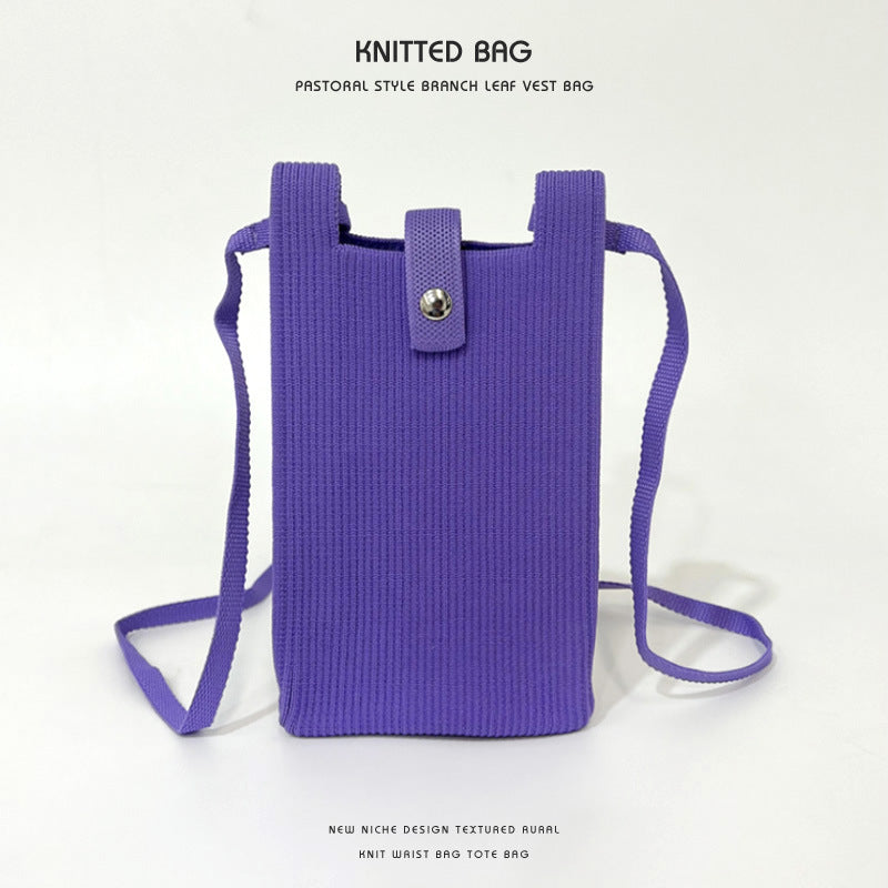 Classy Solid Color Niche Knitted Korean Phone Bags