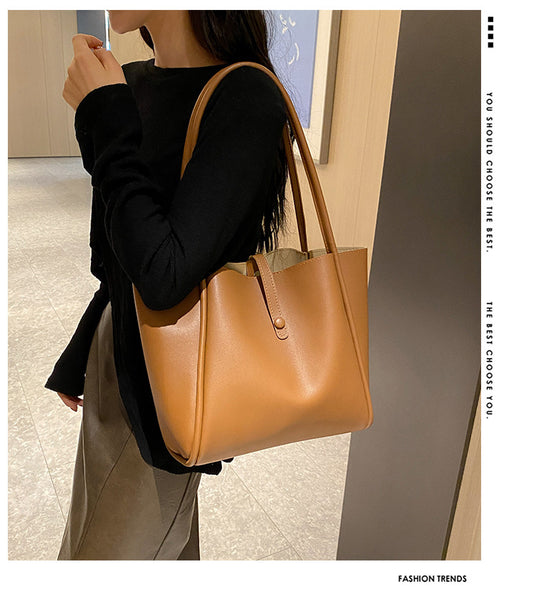 Women's Korean Style Solid Color Simple Portable Shoulder Bags