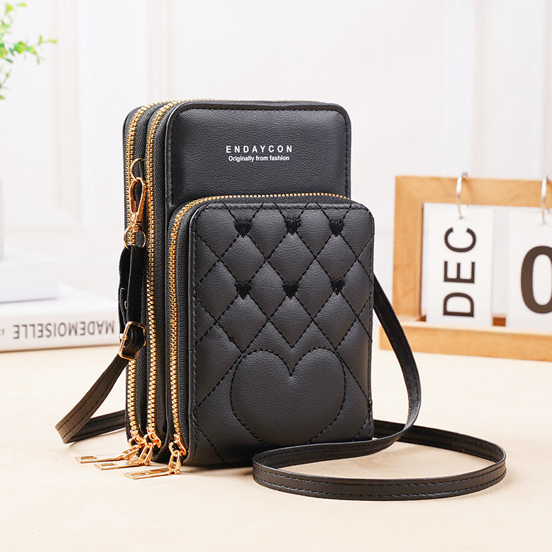 Women's Large Capacity Fashion Simple Zipper Mobile Phone Bags