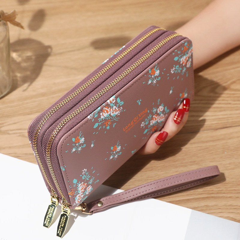 Women's Wild Double Zipper Korean Style Flower Ladies Wallets