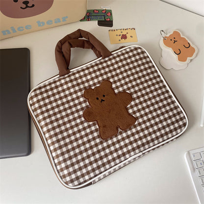 Sacs de rangement pour ordinateur portable à carreaux mignons de dessin animé