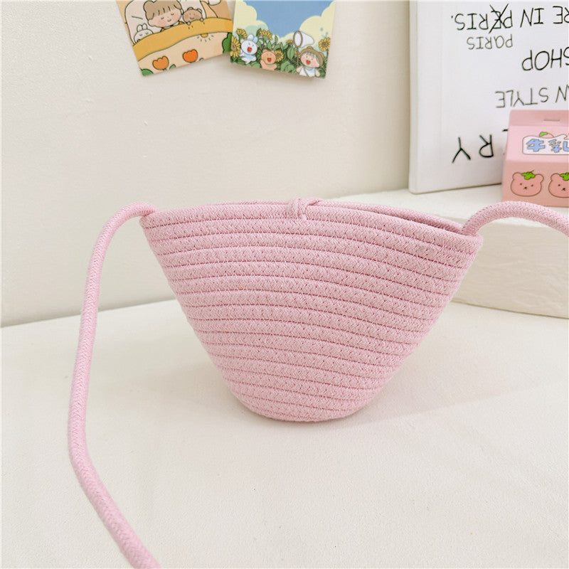 Women's & Children's & Summer Fashion Straw Cartoon Plush Children's Shoulder Bags