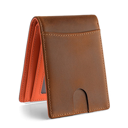 Men's Vintage Crazy Horse Leather Short Swiping Men's Wallets