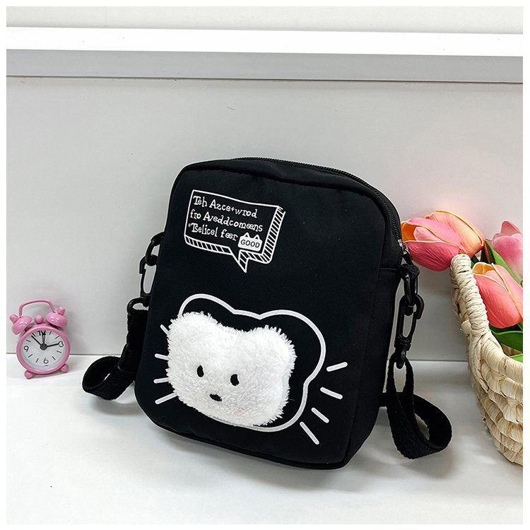 Cartoon Kitten Trendy Simple Nylon Cloth Shoulder Bags