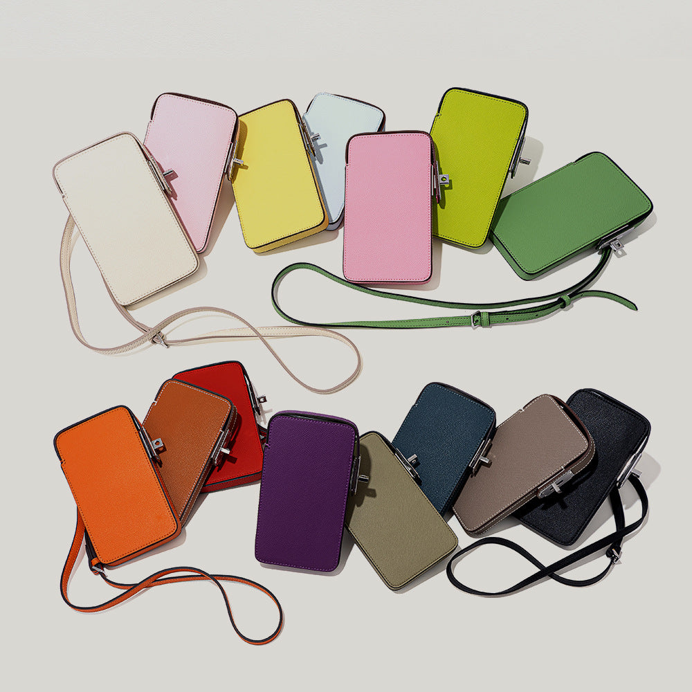 Sacs pour téléphone portable en cuir véritable à imprimé palmiers colorés pour femmes