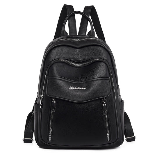 Women's Soft Leather Korean Simple Large Capacity Backpacks