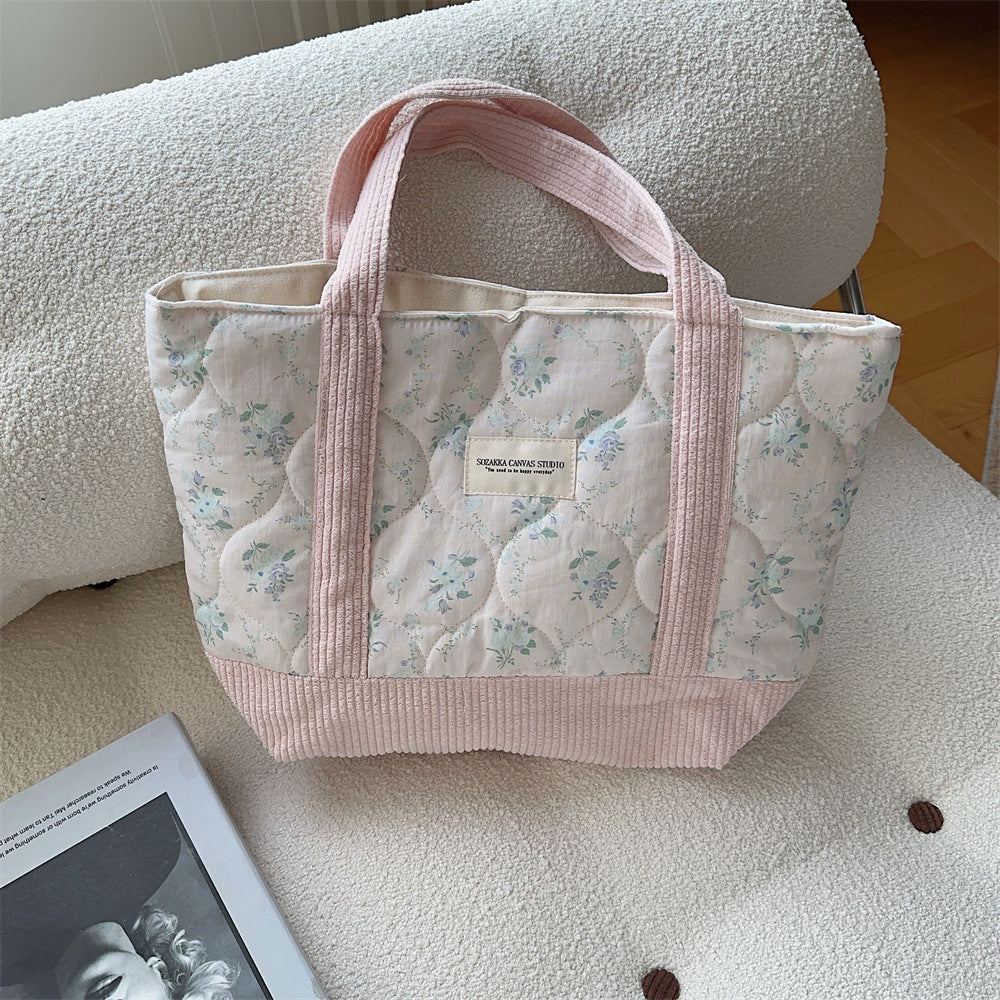 Quilted Patchwork Retro Flower Commuter Organizing Handbags