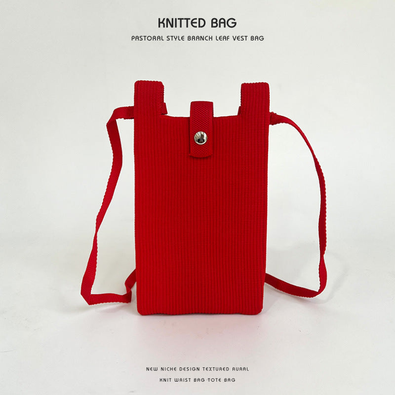 Classy Solid Color Niche Knitted Korean Phone Bags