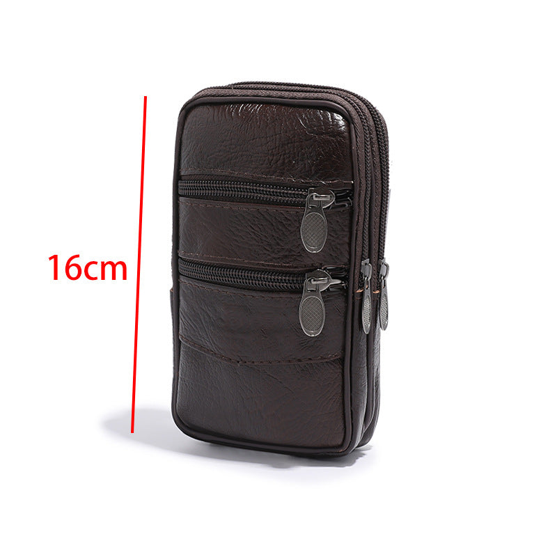 Men's Genuine Leather Hanging Construction Site Work Phone Bags