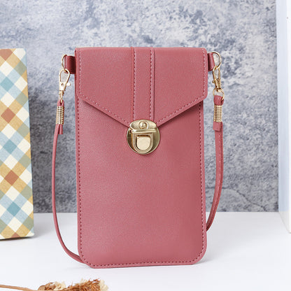 Women's Leather Touch Screen Mobile Retro Hasp Phone Bags