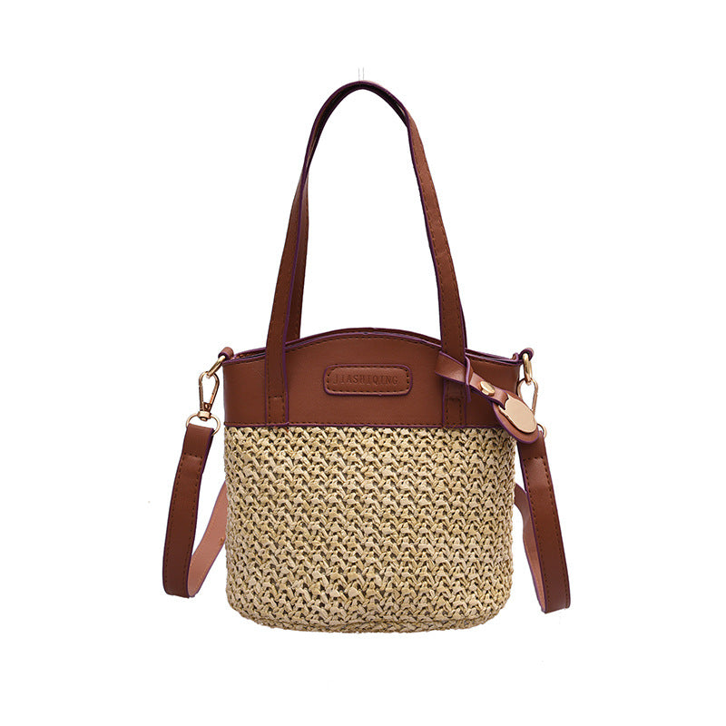 Slouchy Women's Fashion Straw Portable Beach Crossbody Bags