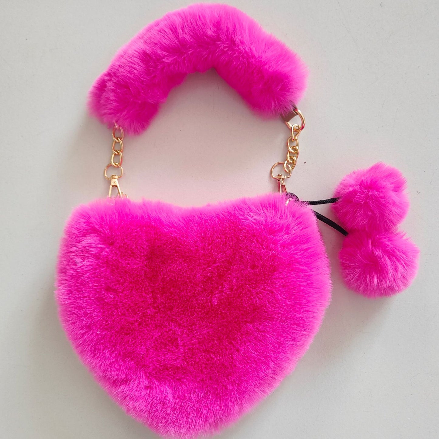 Comfortable Plush Loving Heart Portable Chain Crossbody Bags