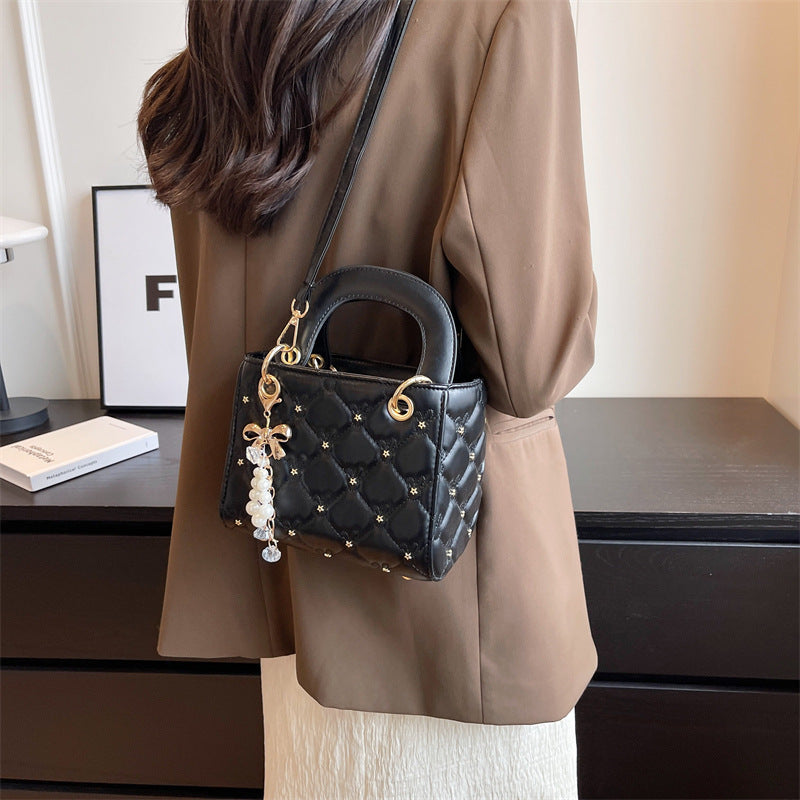 French Style Niche Fashionable Rhombus Pearl Crossbody Bags