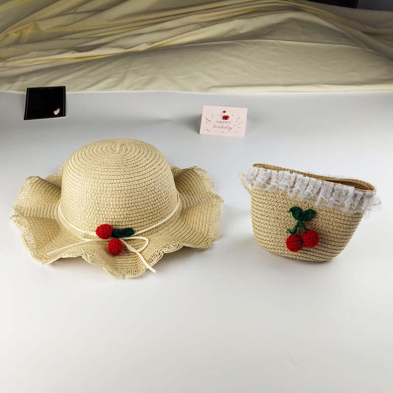 Ensemble de chapeaux tissés tendance pour enfants, mini sacs à bandoulière à fleurs pour enfants