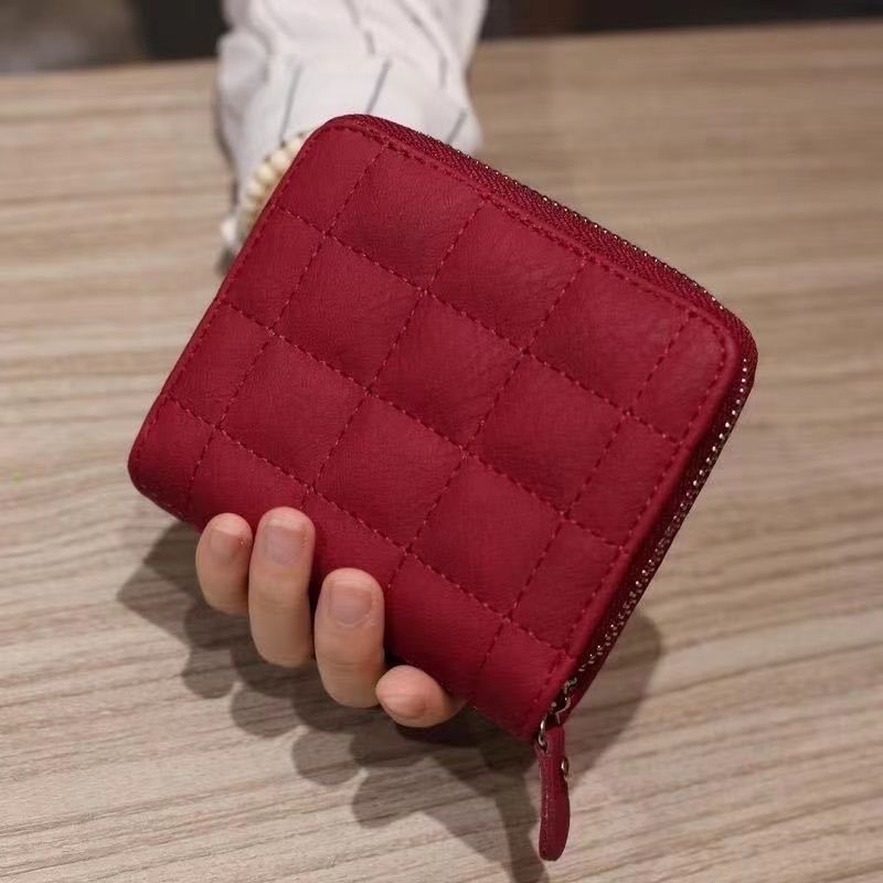 Women's Korean Simple Mini Plaid High Retro Ladies Wallets