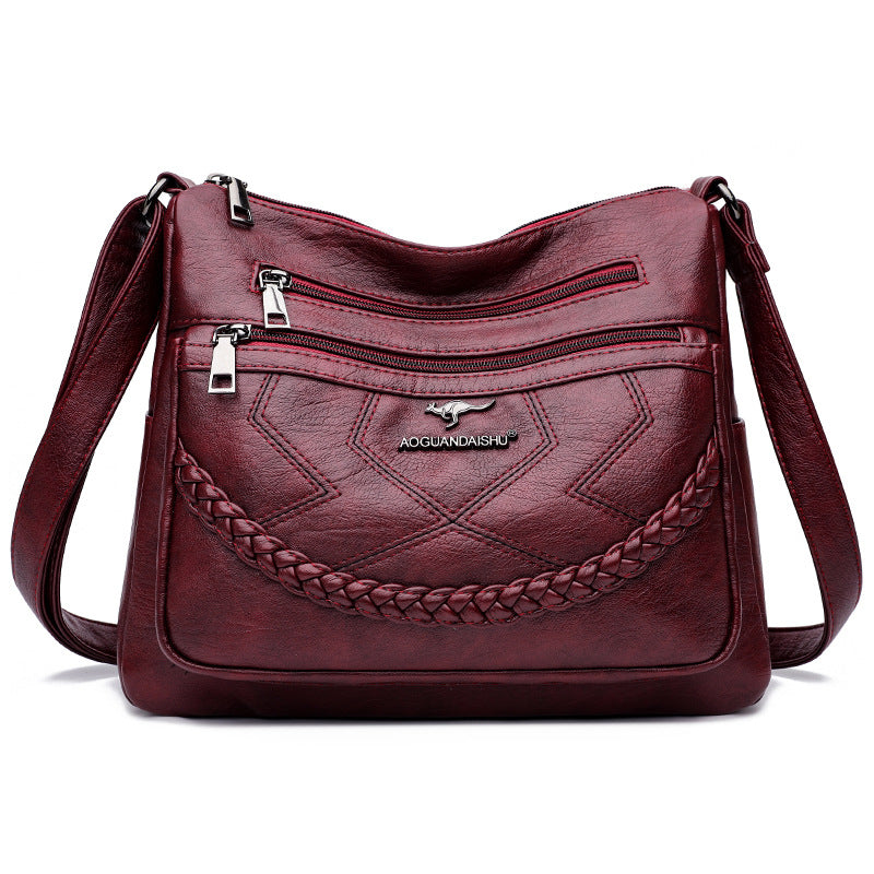 Women's Leather Fashion Mother Large Capacity Zipper Crossbody Bags