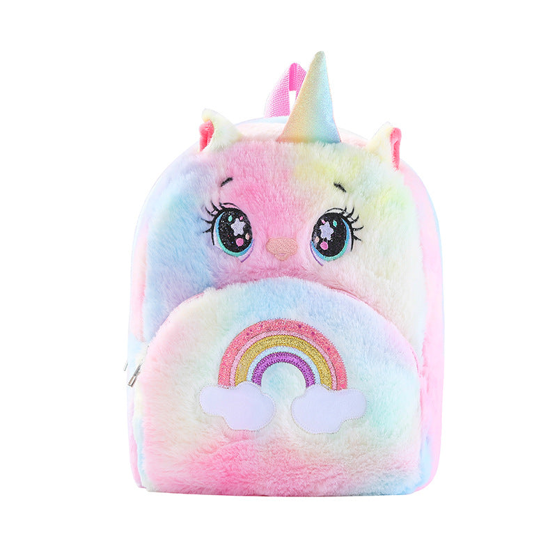 Children's Large Unicorn Colorful Plush Big Eyes Elementary School Students' Schoolbags