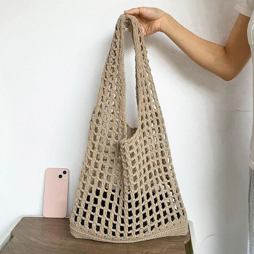 Women's Knitted Hollow Beach Woven Shopping Bags