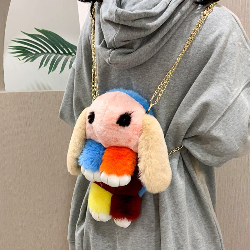 Adorable Rabbit Imitate Rex Fur Plush Shoulder Bags