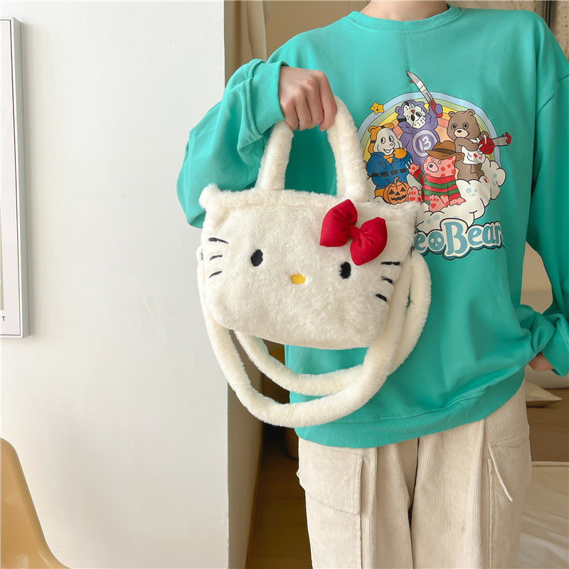 Cute Pink Bunny Furry Cartoon Korean Crossbody Bags