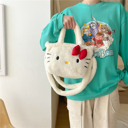 Cute Pink Bunny Furry Cartoon Korean Crossbody Bags