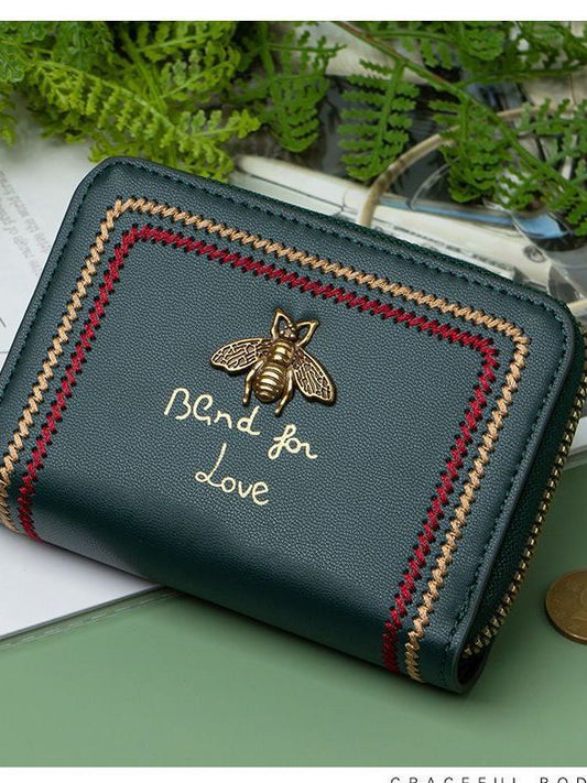 Women's Swiping Bee Zip Organ Female Sleeve Coin Purses