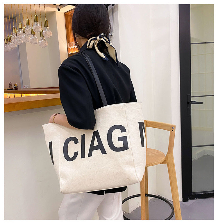 Korean Ink Large Capacity Simple Letter Shoulder Bags