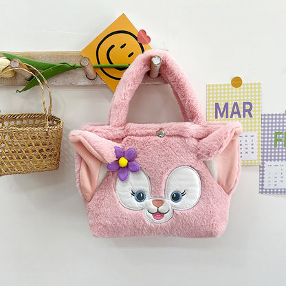 Children's Cute Cartoon Furry Portable Large Capacity Children's Shoulder Bags