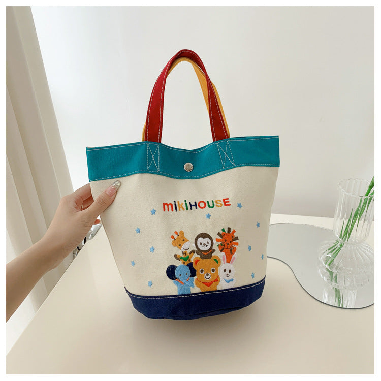 Canvas Contrast Color Fashion Lunch Box Handbags