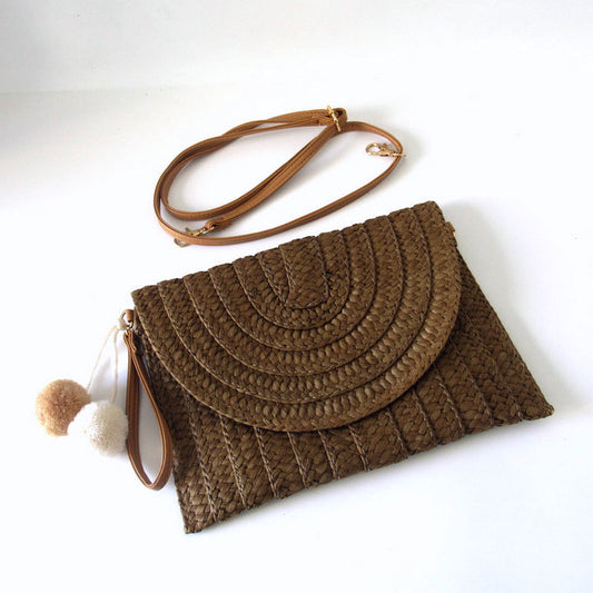 Women's Paper Braid Woven Clutch Popular Handbags