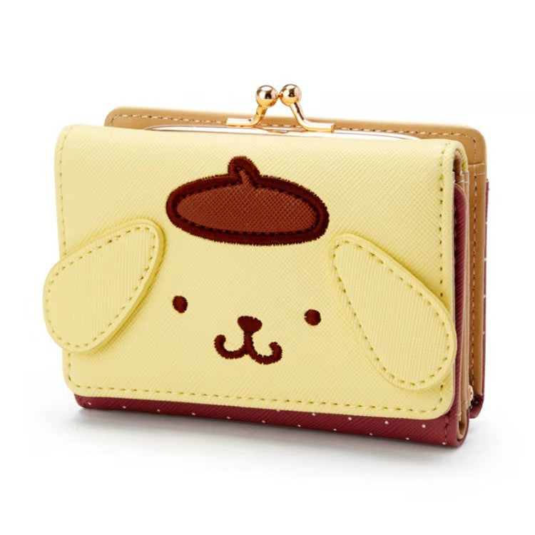 Women's Short 2 Fold Pom Purin Styling Zipper Ladies Wallets