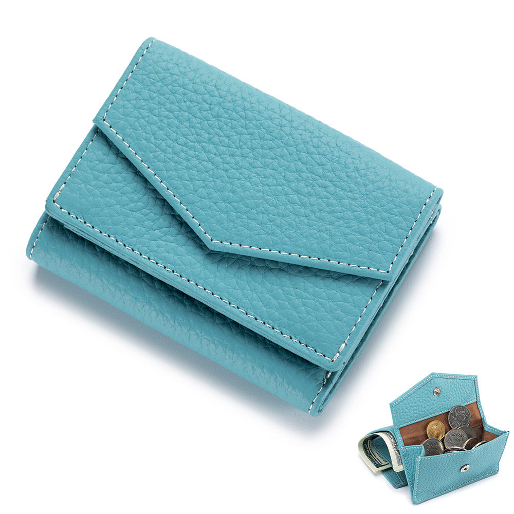 Women's High-grade Leather Short Trifold Mini Slot Ladies Wallets