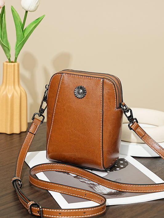 Women's Wax Cowhide Small Fashion Leather Temperament Crossbody Bags