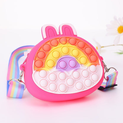 Porte-monnaie en silicone pour enfants avec motif lapin porte-bonheur arc-en-ciel et lumières de dessin animé