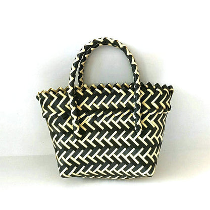 Women's Woven Color Matching Plastic Hand Gift Handbags