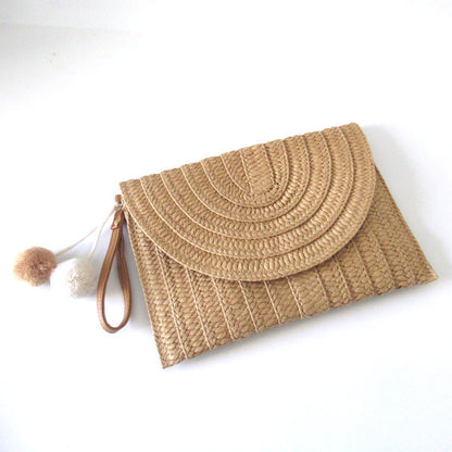 Women's Paper Braid Woven Clutch Popular Handbags