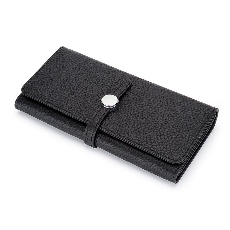 Women's Genuine Leather Folding Large Capacity Soft Ladies Wallets