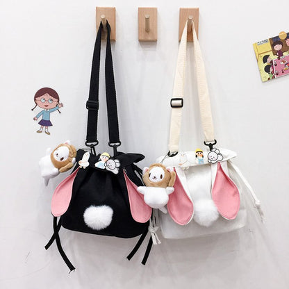 Canvas Female Winter Cute Rabbit Ears Shoulder Bags