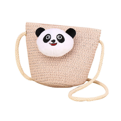 Sacs à bandoulière pour enfants en paille panda à la mode et populaire pour l'été