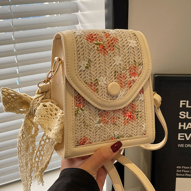 Women's Popular Straw Woven Summer Fresh Lace Shoulder Bags