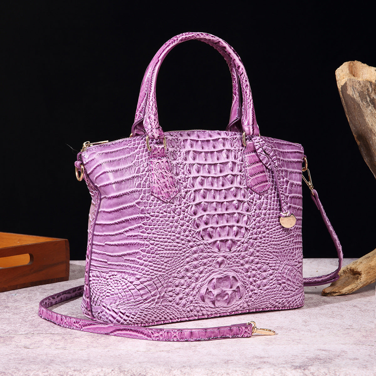 Women's For Retro Crocodile Pattern Brahmin Portable Handbags