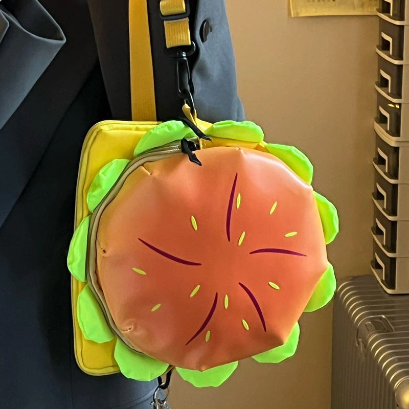 Sacs à bandoulière souples et polyvalents pour femmes avec motif de dessin animé Cheeseburger