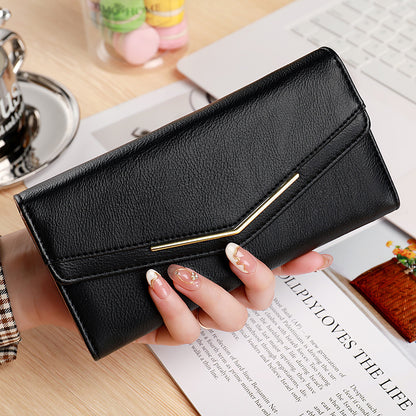 Women's Stitching Fashion Leather Korean Style Oil Ladies Wallets