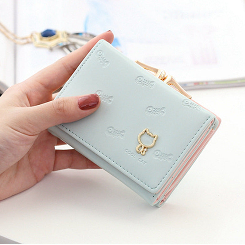 Women's Cartoon Cute Simple Three-fold Personalized Cat Ladies Wallets