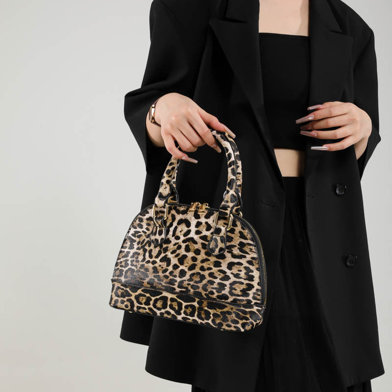 Women's Niche Leopard Print Fashion Portable Shell Shoulder Bags