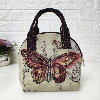 Canvas Embroidered Shell Shape Small Mobile Change Grocery Handbags