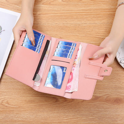 Women's Long Three-fold Flip Korean Style Fresh Ladies Wallets